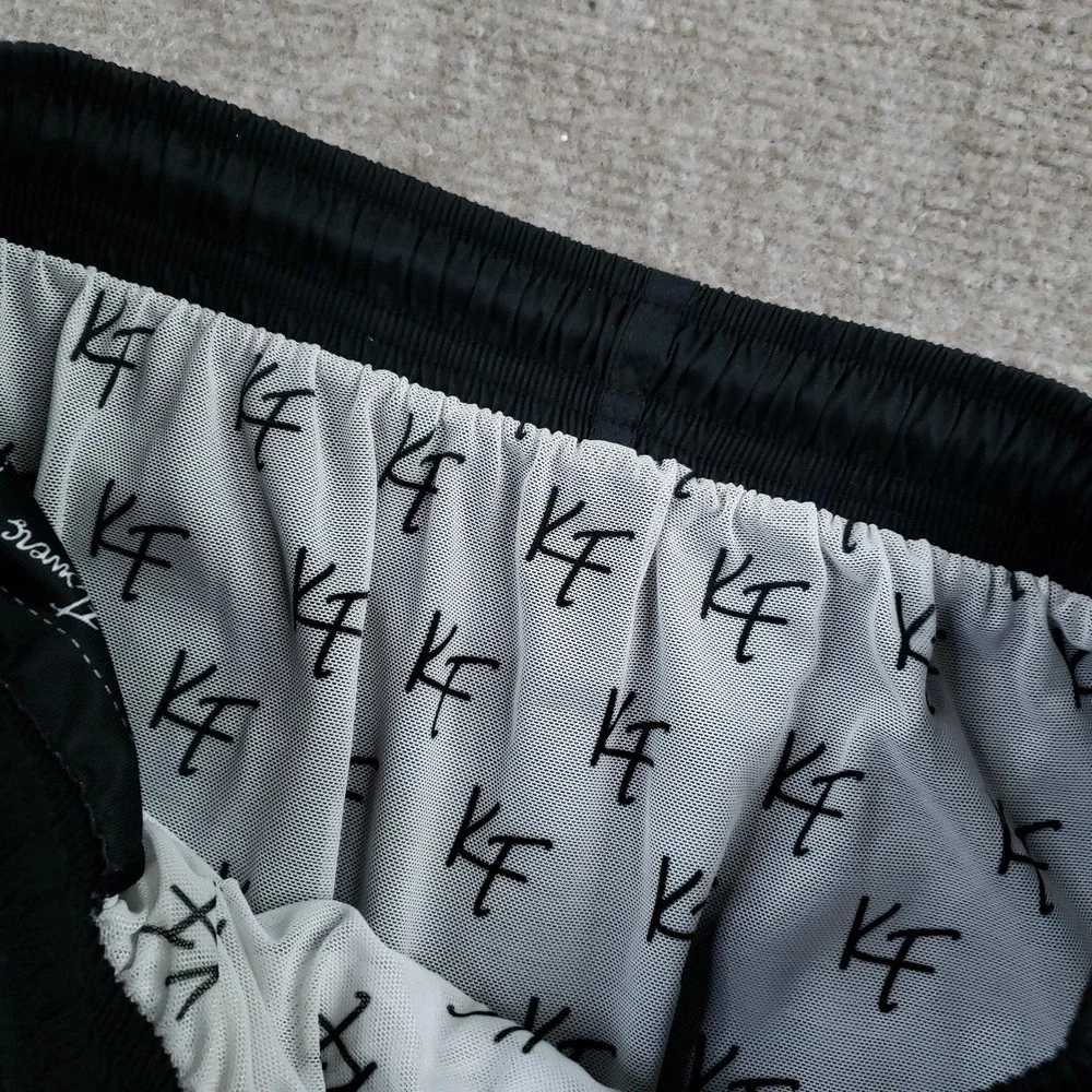 Kenny Flowers Swim Trunks Mens 2XL‎ Black Lined Drawstring Pockets Slim Fit